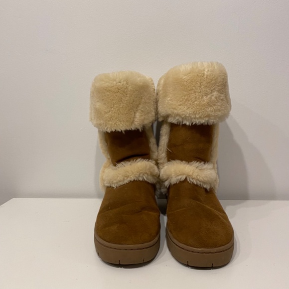 Style & Co Y2K Brown Faux Suede Fur Boots Size 8 - Picture 2 of 4